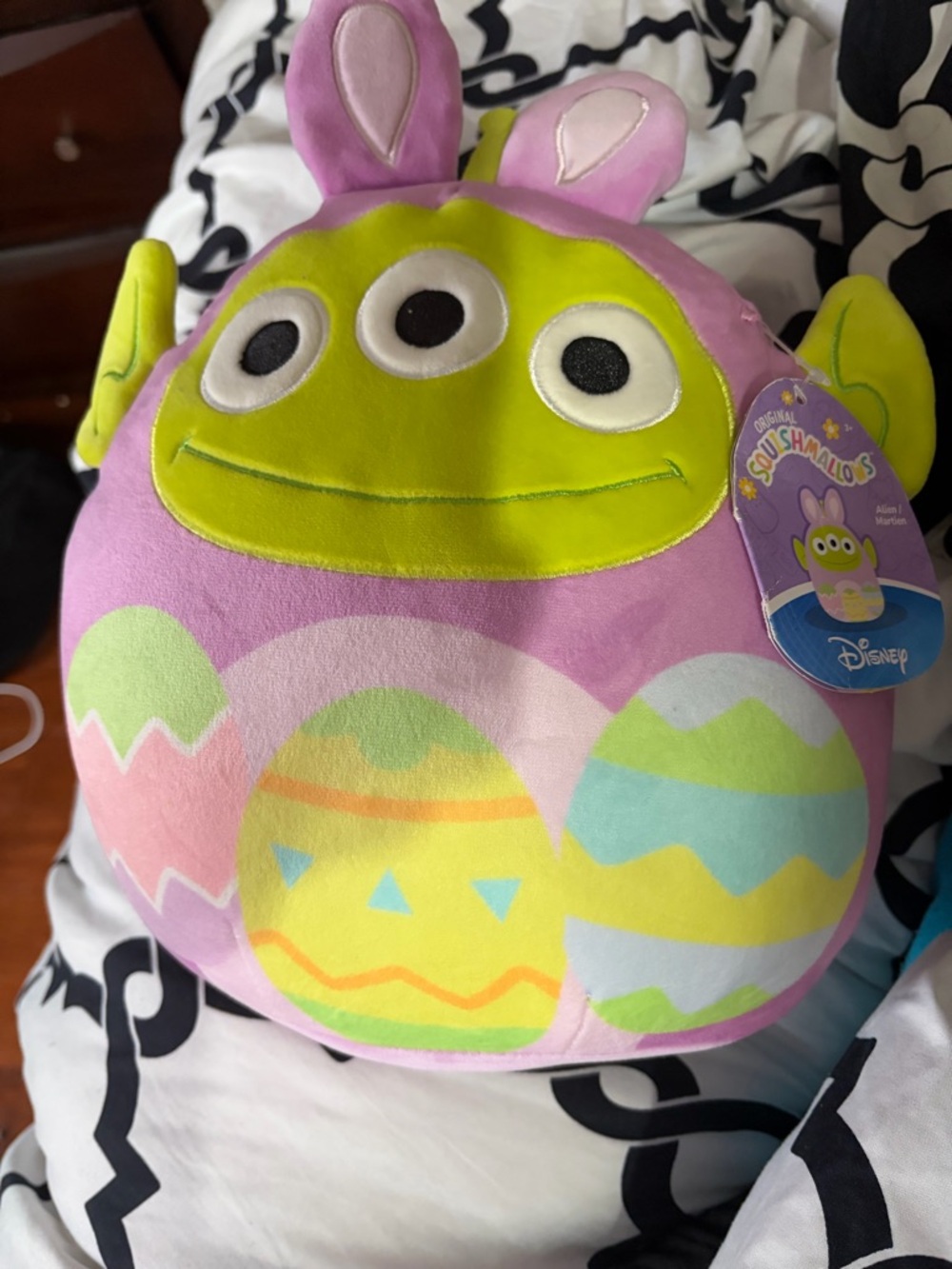 Disney Purple & Green Alien Plush with Pastel Egg Pattern